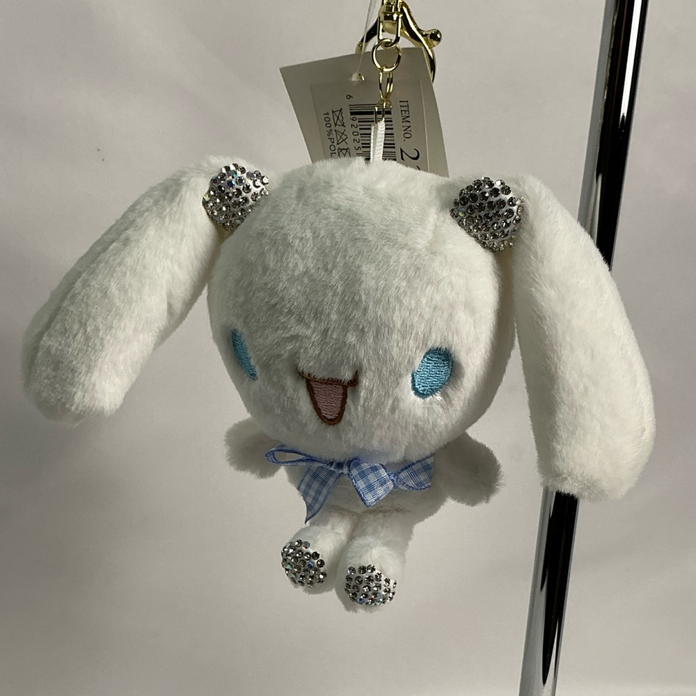 Cinnamoroll White Plush Bunny Keychain with Rhinestones Sanrio Hello Kitty New